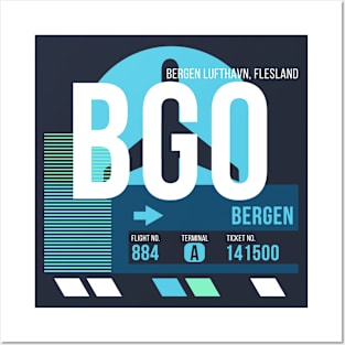 Bergen (BGO) Norway Airport // Sunset Baggage Tag Posters and Art